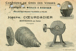 Monthureux Sur Saône * Carrières De Grès Des Vosges Fabrique Meules à Aiguiser Joseph COEURDACIER * CPA Pub - Monthureux Sur Saone