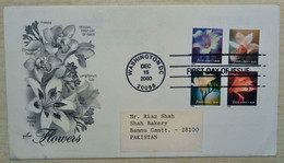 2000 USA TO PAKISTAN USED FDC WITH 4 STAMPS FLOWERS - Cartas
