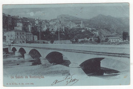 Delcampe - 17894 " UN SALUTO DA VENTIMIGLIA " PONTE SULLA ROIA -VERA FOTO-CART. POST. SPED.1902 - Imperia