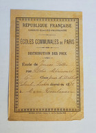 Papillon Distribution Des Prix Ecoles Communales Paris Jeunes Filles Rue Folie Méricourt 1889 Marie Coulmon Michel Engel - Diploma & School Reports