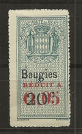 TIMBRES FISCAUX DE MONACO BOUGIES  N°9  Réduit à 0,05 Sur 20 C Bleu Gris Vif  Cote Y Et T 2022  70 €; Neuf - Fiscali