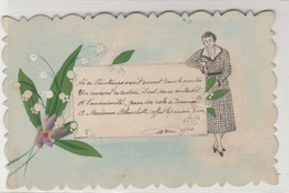 CARTES FANTAISIES  FELICITATIONS CIRCULEE  VOIR TEXTE  10.05.1920 - Embroidered