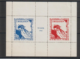 France Feuillet Journée Du Timbre Nimes Libération, Coq 1945 ** - Briefmarkenmessen