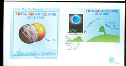 Delcampe - NEDERLANDSE ANTILLEN FDC 289a * ASTROLGIE ZONSVERDUISTERING SOLAR ECLIPSE PLANETS HOLOGRAM ASTROLOGY - Astrologie