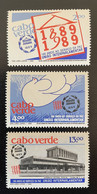 Cape Kap Verde Cabo Verde 1989 Mi. 564 - 566 100 Anos Serviço Paz Uniao Interparlamentar Dove Colombe Friendenstaube - Columbiformes