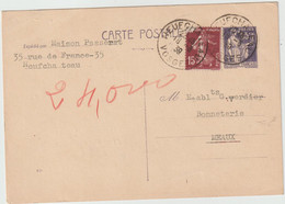 5531 Entier Postal Carte Postale 1939 Type Paix Neufchateau Vosges Pour Meaux Verdier Passerat Bas Rex - Standaardpostkaarten En TSC (Voor 1995)