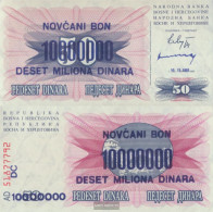 Bosnia-Herzegovina Pick-number: 36 Uncirculated 1993 10 One Million Dinara - Bosnia Y Herzegovina