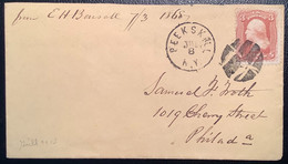 PEEKSKILL NY 1868 Cover>Philadelphia Fkd 1867 3c F Grill Sc.94 (US USA Fancy Cancel Crypto Bitcoin - Cartas & Documentos