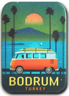 Retro Magnet, Volkswagen Camper Van, Bodrum/ Turkey, Summer Holiday, Tourism 4,5 X 6,5 Cm, Thickness 3mm - Andere & Zonder Classificatie