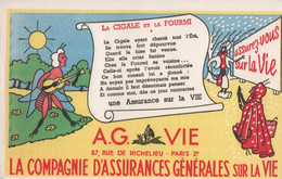 Buvard Ancien /AG Vie/ La Compagnie D' Assurances Générales Sur La Vie/ La Cigale Et La Fourmi/Vers 1950-1960    BUV654 - Bank & Insurance