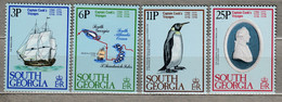 SOUTH GEORGIA 1979 Captain Cook Ship Penguin Map MNH/MVLH(**/*) Mi 74/77 #Fauna74 - Géorgie Du Sud