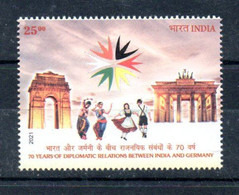 INDE - 2021 - RELATIONS DIPLOMATIQUES - DIPLOMATIC RELATIONS - INDIA - GERMANY - 70 ANS - 70 YEARS - - Neufs