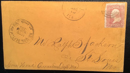 RARE Arrival Cds "HD.QRS.DEPT.OF THE MO. REC’D ST LOUIS" 1865 Iowa Cover>Missouri Fkd Sc.65 (US USA Crypto Bitcoin - Brieven En Documenten