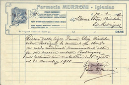 FARMACIA MURRONI IGLESIAS 1922 CON MARCA DA BOLLO STILE LIBERTY - Italia