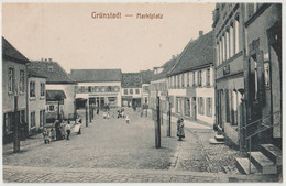 Postkarte Grunstadt (Allemagne)   Rue Animée   Markplatz - Grünstadt