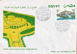EGS30508 Egypt 1989 Illustrated FDC Opening Of The Conference Center - Cartas & Documentos