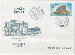 EGS30559 Egypt 1989 Illustrated FDC Nile Hilton Hotel - Brieven En Documenten