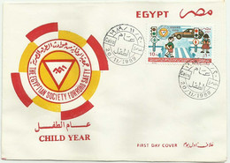 EGS30576 Egypt 1989 Illustrated FDC Egyptian Society For Road Safty - Child Year - Brieven En Documenten