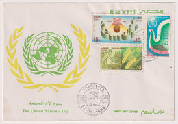 EGS30598 Egypt 1986 Illustrated FDC United Nation Day - UNESCO - Peace - Food And Agriculture Organization - Storia Postale