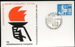 DDR PP17 D2/002 Privat-Postkarte SOLIDARITÄTSAKTION JOURNALISTEN Berlin Sost.1976  NGK 4,00 € - Privatpostkarten - Gebraucht