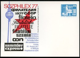 DDR PP17 D2/003b Privat-Postkarte SOZPHILEX REDAKTEURKONFERENZ Berlin 1977 NGK 4,00 € - Cartes Postales Privées - Neuves