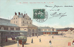 CPA France - Dijon - Gare De Dijon Ville - Attelage - Cheval - Colorisée - L V Edit - Oblitérée 10 Janvier 1908 - Dijon