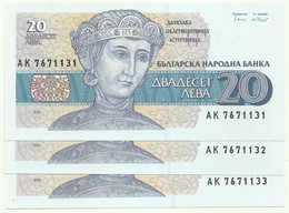 Bulgaria - 3 X 20 Leva - 1991 - P 100 - Unc. - Serie АK - Bulgarian National Bank - Bulgarie