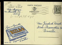 Publibel Obl. N° 1288 ( Papier à Cigarettes RIZ LA + - Angoulême ) Obl. SERAING 1954 - Werbepostkarten