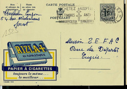 Publibel Obl. N° 1525 ( Papier à Cigarettes RIZ LA + - Angoulême ) Obl. BXL  1958 - Werbepostkarten