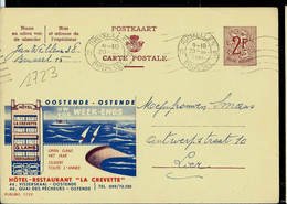 Publibel Obl. N° 1723 ( Hôtel - Restaurant " La Crevette " à Oostende ) Obl. BXL 1961 - Werbepostkarten
