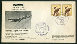 Türkiye 1971 Ankara Tehran Lufthansa Boeing 727 First Flight, April 3 | With Tehran Arrival Postmark | Air Mail, Birds - Corréo Aéreo