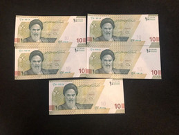 2021 Year P-163A      100000 Rial / 10 Toman Iran UNC Banknote 1 Sets Of 5pcs In Numerical Order - Iran