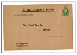 NEW ZEALAND - 1959 2d Green OHMS 'Schools Record Cards' PSE Unused.  1959 2d Green On Buff ON HER MAJESTY'S SERVICE (**) - Storia Postale