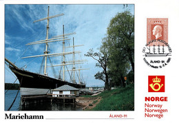 NORWAY 1991 PU79 ÅLAND-91 MARIEHAMN EXHIBITION CARD - Maximumkaarten