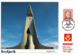 NORWAY 1991 PU82 NORDIA '91 REYKJAVIK EXHIBITION CARD - Maximum Cards & Covers