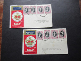 Quantas 2 Sonderbelege  1953 Coronation Elizabeth Rückseitig Weitere Marken Und Stempel Colony Of Singapore / Long Live - Malayan Postal Union