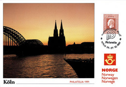 NORWAY 1991 PU85 PHILATELIA 1991 COLONE KOLN EXHIBITION CARD - Cartoline Maximum