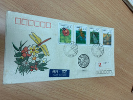 China Stamp FDC Silk Cover 1992 Regd Insect Dragonfly Grasshopper - Cartas & Documentos