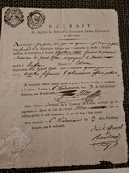 Papier Timbre LANDAU  AN 3 Extrait Registre Des Décès  ROUFFACH  Fusillé 1er Bataillon Compagnie VERTET ROTT IGNACE - Brieven En Documenten