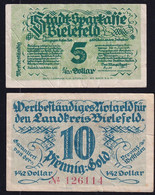 2x Bielefeld: 5 + 10 Goldpfennig = 5/420 + 1/42 Dollar 1943 - Non Classés