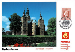 NORWAY 1991 PU87 FRIMÆRKER I FORUM '91 COPENHAGEN EXHIBITION CARD - Maximumkaarten