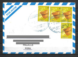 Argentina Cover With Basket Stamps Sent To Peru - Briefe U. Dokumente