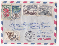 Lettre 1958 Madagascar Tananarive Pour Mérignac Gironde, 5 Timbres - Cartas & Documentos
