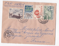 Lettre 1959 Madagascar Tananarive Pour Mérignac Gironde, 4 Timbres - Covers & Documents