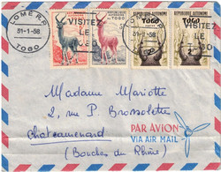 Togo - Lomé R.P. - Lettre Avion Pour Châteaurenard (France) - Bel Affranchissement - 31 Janvier 1958 - Briefe U. Dokumente