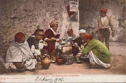 1907. TUNIS. Postcard (Tunis - Le Restaurent Ambulant) With 10 C Cancelled TUNIS 2 3 07 To Lei... (Michel 33) - JF432478 - Briefe U. Dokumente