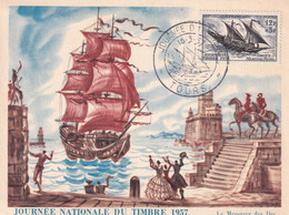 France - Journée Du Timbre 1957 Tours - Carte Maximum - Tag Der Briefmarke