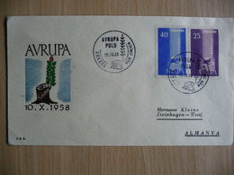 (7) Turkije Türkei * 1958 COVER FDC * AVRUPA  * SEE SCAN - Briefe U. Dokumente