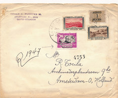 COVER  AEREO    1947    ECUADOR TO AMSTERDAM  HOLLAND      ALEMANIA               2 AFBEELDINGEN - Ecuador
