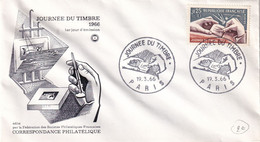 France - Journée Du Timbre 1966 Paris - Enveloppe - Journée Du Timbre